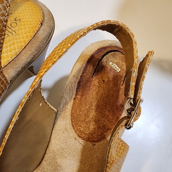 Softspots Yellow Leather Upper Slingback low heels open toe shoes  8.5W - Picture 9 of 14
